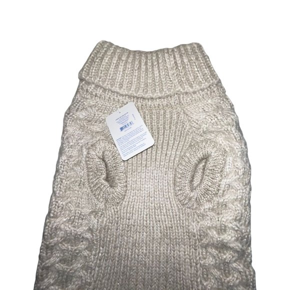 NWT Top Paw Thick Tan Metallic Floral Turtleneck Cable Sweater Winter Dog XL - Picture 5 of 6